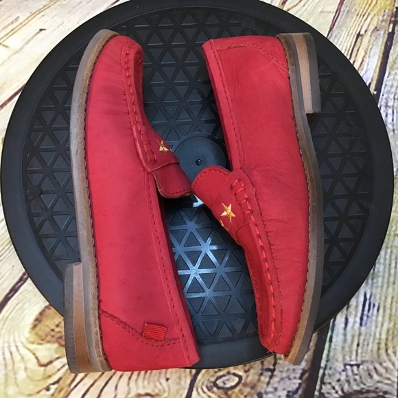 Marc Joseph Kids Leather Gold Star Royal Red Moc Toe Dress Loafers Size 10.5 - Picture 5 of 8